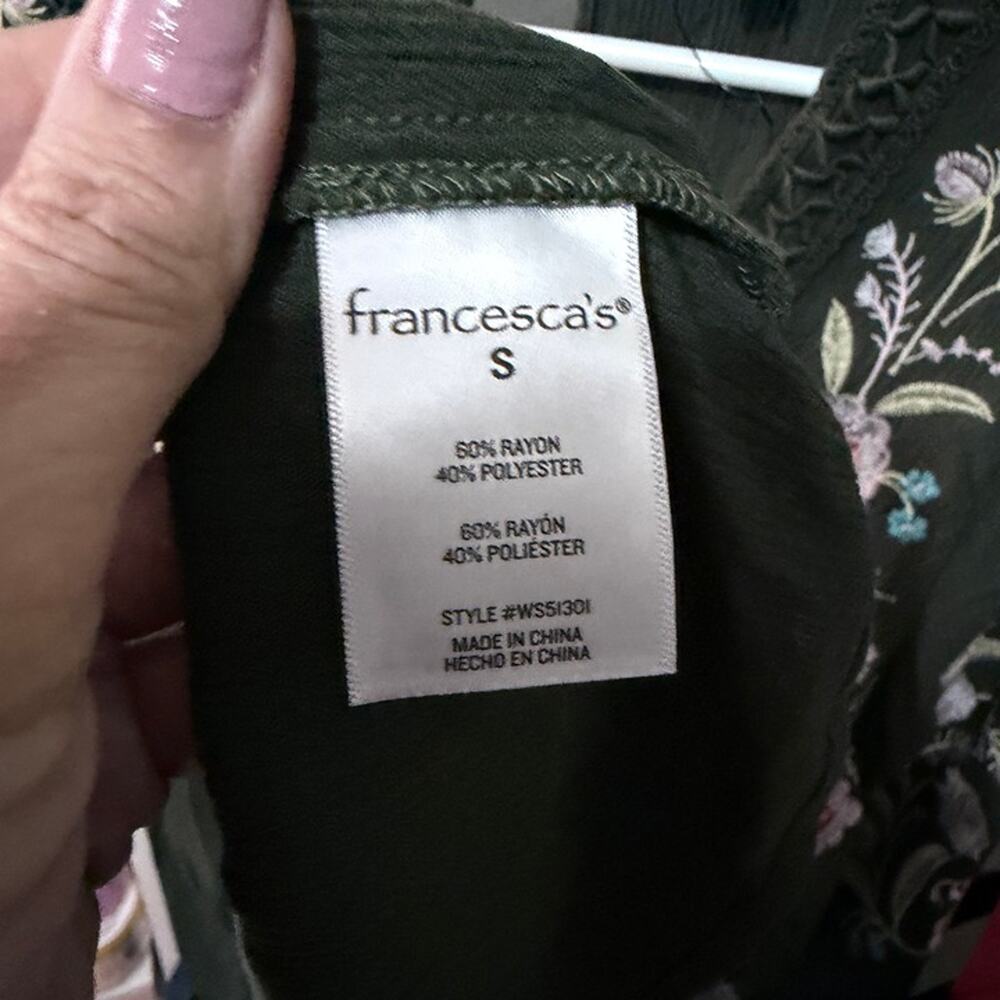 Audrey Parks for Francesca's Floral Embroidered Tiered Mini Dress Small Like New - Picture 5 of 5